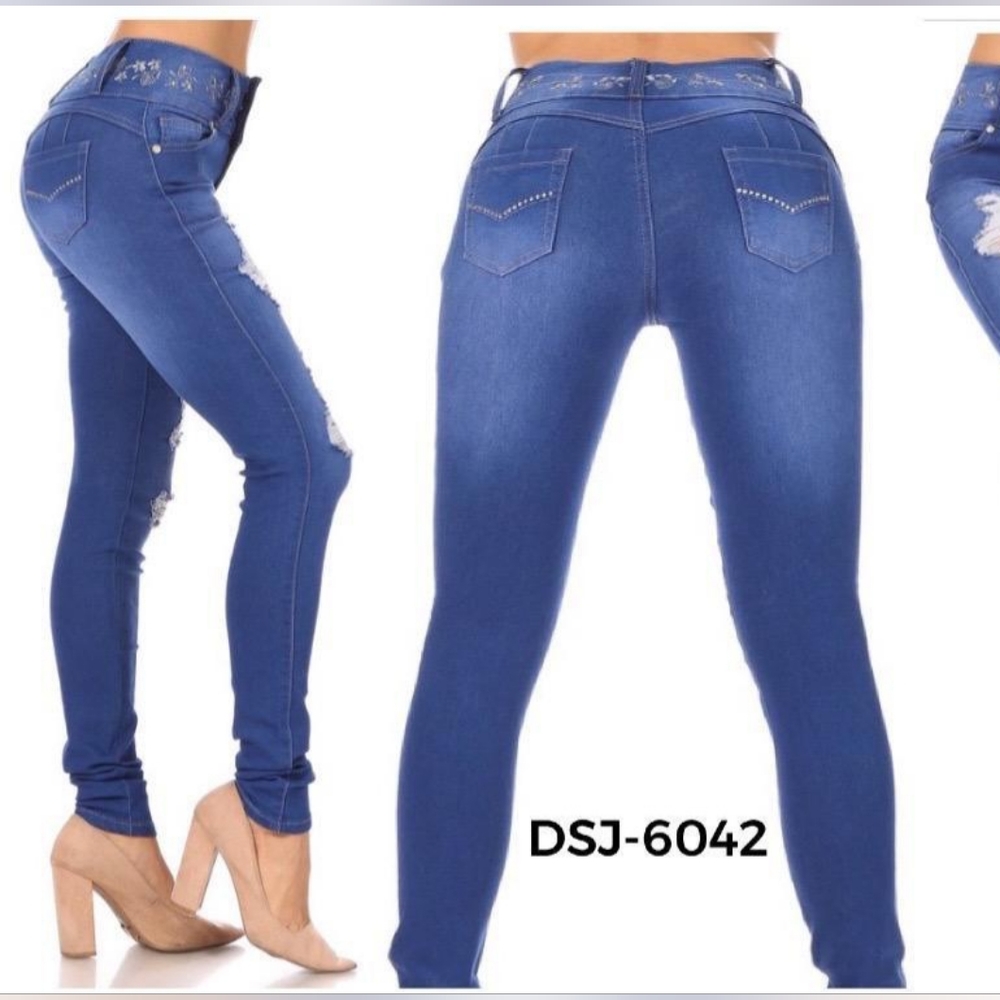 DSJ-6042 Colombian Design Push Up Levanta Cola Sexy Skinny Jeans.